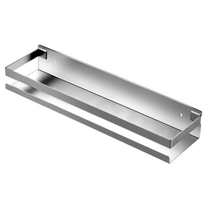 Etajera baie, inox, montare pe perete, 30x10x5.8cm, fara gaurire