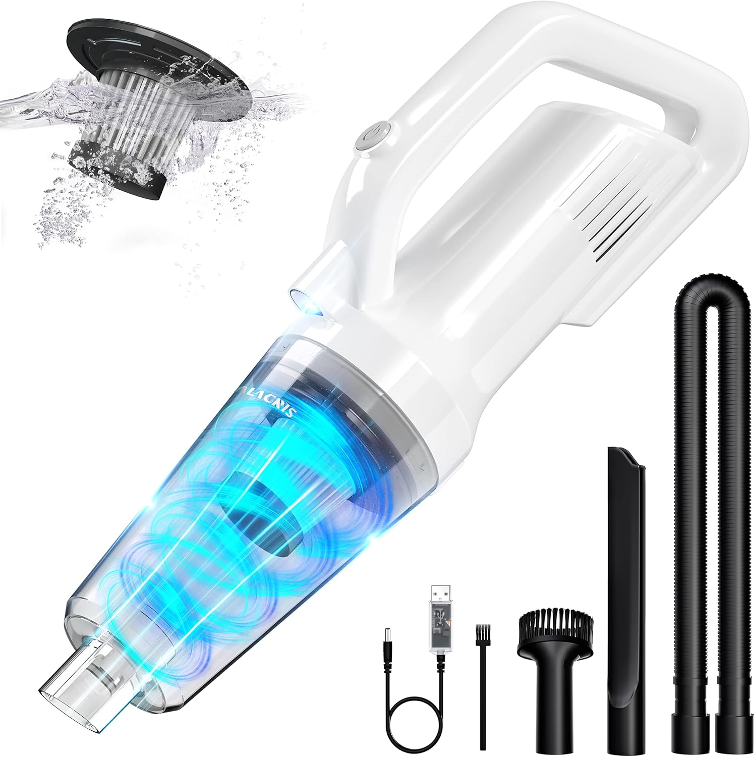 Aspirator portabil fara fir, 9000Pa, filtru din inox, 640g, pentru acasa si masina