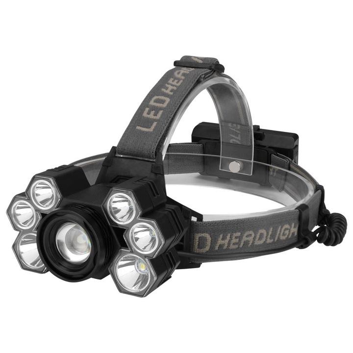 LED fejlámpa, 3000 lumen, 5 mód, 90°-ban állítható, vízálló