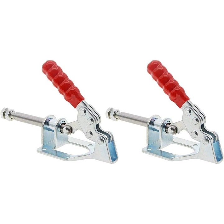Cleme de fixare, model GH-302-FM, set de 2 bucati, capacitate 136kg, actiune push-pull, manere rosii antiderapante