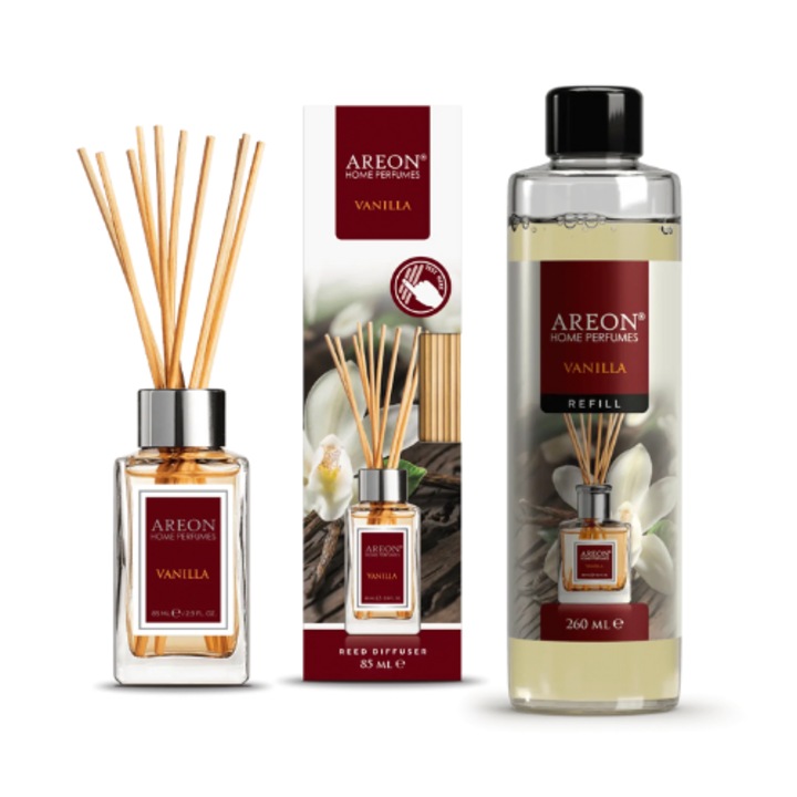 Odorizant de camera Areon Home Perfume Vanilla, set cu betisoare si ...