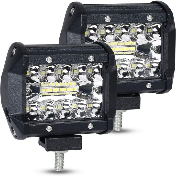 Set 2 Proiectoare LED de lucru, 60W, 6000K, 5000 lumeni, IP65, 4 inch