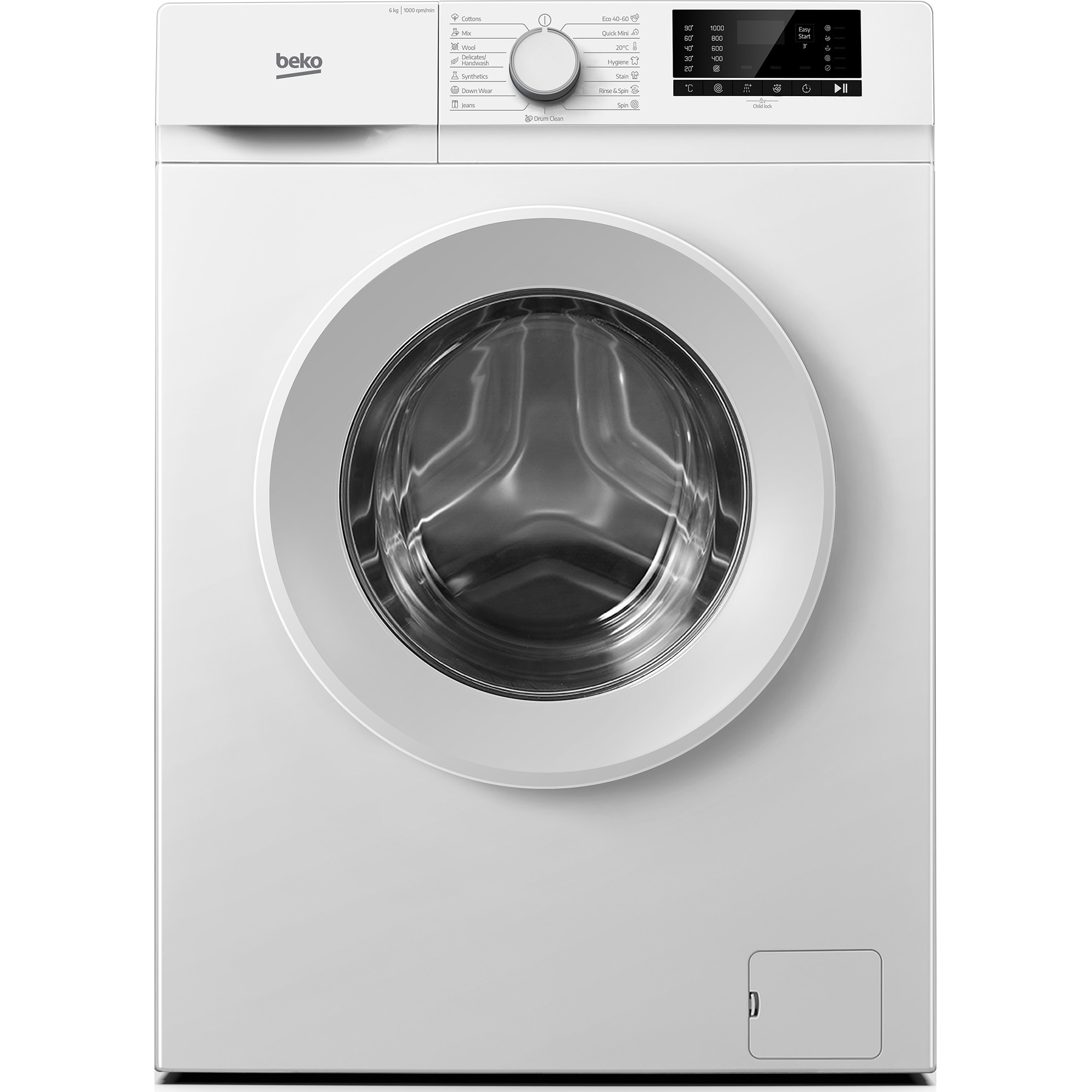 Masina de Spalat Rufe Frontala, Beko, B1WFK2604WEE Alb 6KG 1000RPM 15 Programe