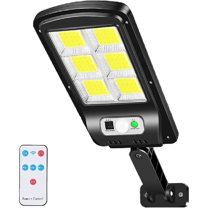 Lampa solara LED de exterior, 6000LM, senzor de miscare, 3 moduri, IP67, pentru gradina