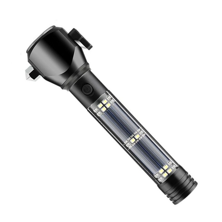 Többfunkciós szolár lámpa mágnessel, kalapáccsal/késsel/iránytűvel/riasztóval, 15W, 5000 lumen, vízálló, 7 világítási mód