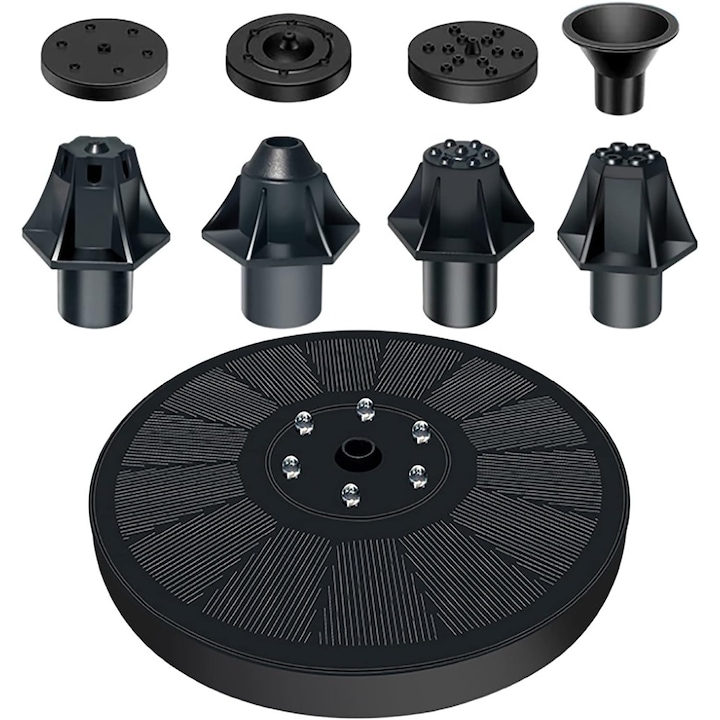 Fantana solara cu LED-uri, 16 cm, set pentru gradina, piscina, iaz, negru
