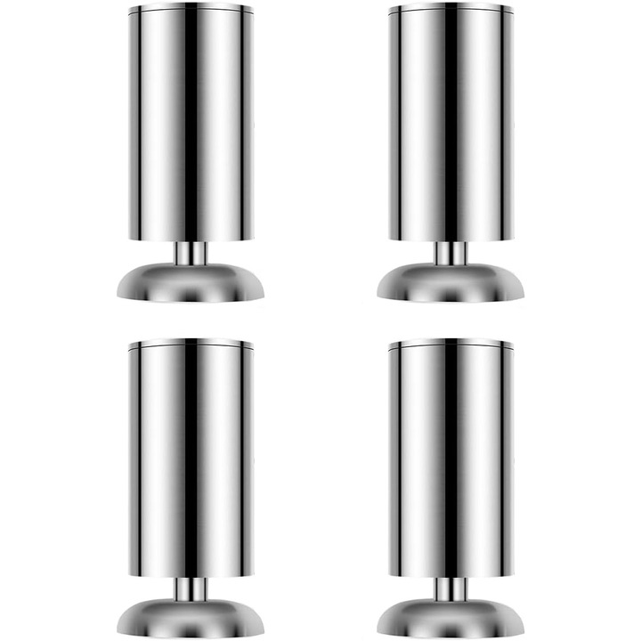 Picioare de mobilier din otel inoxidabil, set de 4, 50x80mm, cu paduri de cauciuc, pentru dulapuri de bucatarie