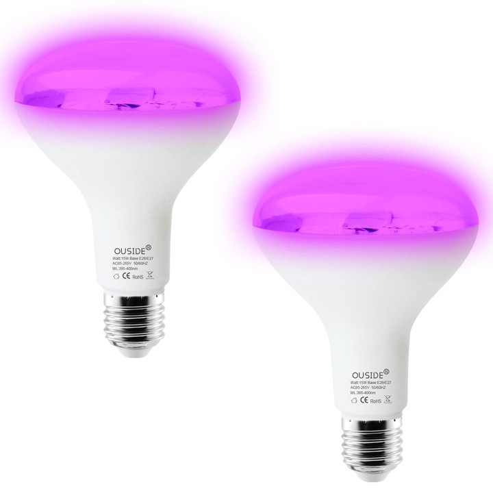 Becuri UV fluorescente, Set de 2, 15W, 85-265V, 270 grade, pentru iluminat decorativ