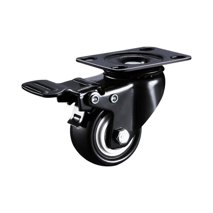 Set 4 roti pivotante cu frane, 50mm, cauciuc, capacitate 400kg