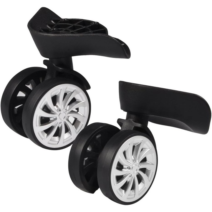 Roti pivotante din cauciuc pentru bagaje, set de 2, 55mm, capacitate de incarcare 100kg, negru
