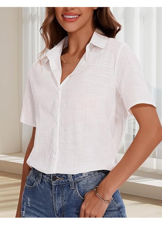 Camasa de vara pentru femei, subtire, lejera, alba M