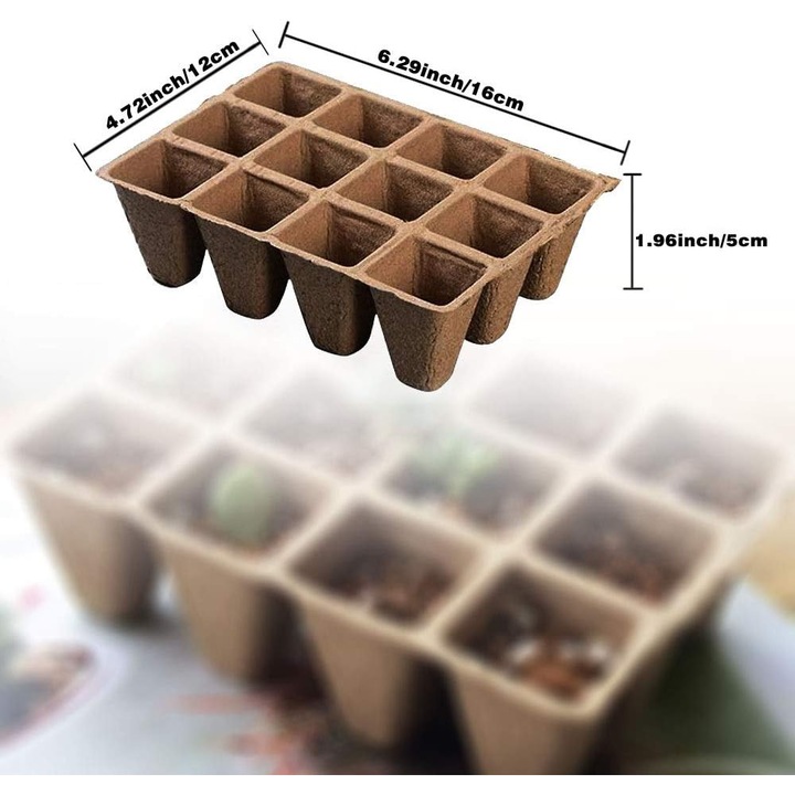 Set 240 ghivece biodegradabile pentru rasaduri, 20 bucati, 16x12cm, pentru flori, fructe si legume