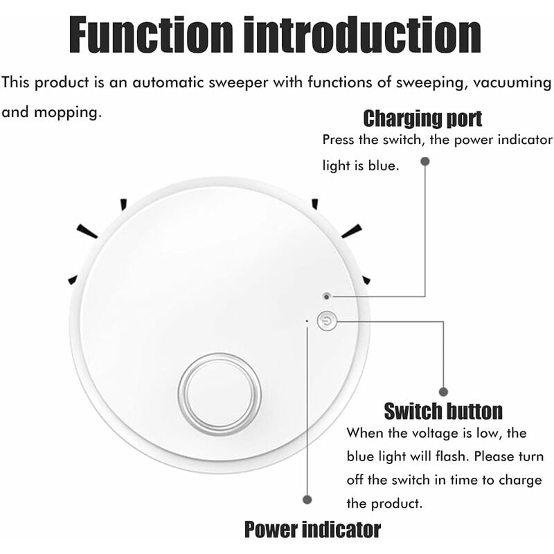 Aspirator robot 3 in 1, functie de mop, design subtire 6.8 cm, putere de aspiratie 1500, detectare obstacole