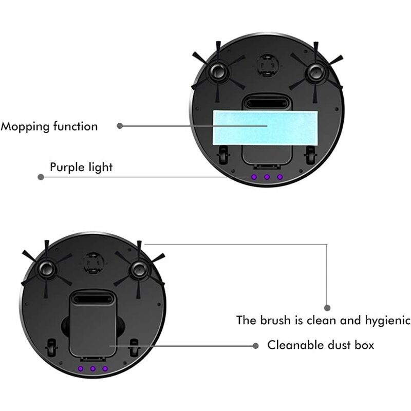Aspirator robot 3 in 1, functie de mop, design subtire 6.8 cm, putere de aspiratie 1500, detectare obstacole