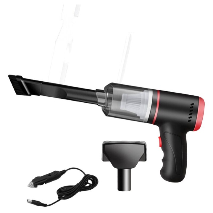 Aspirator auto portabil fara fir, 9000pa, 2200mAh, 160x100mm, negru