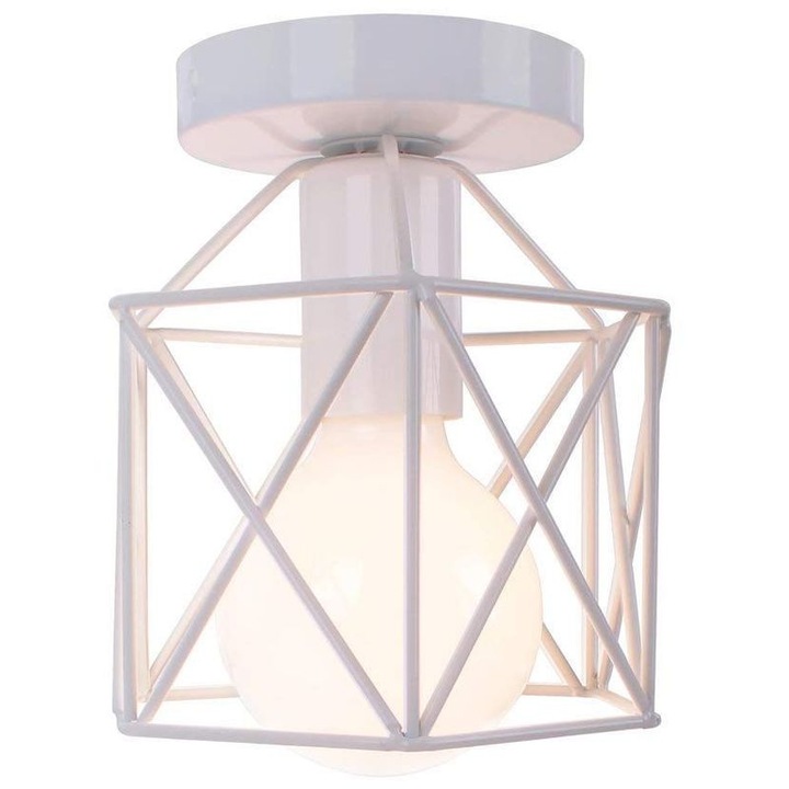 Квадратна желязна лампа, винтидж индустриален стил, E27, 15x15x16см, черна