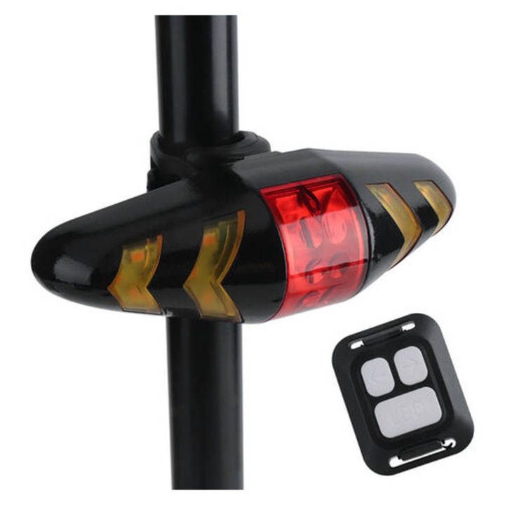 Lumini bicicleta set, semnalizare spate wireless, control de la distanta, impermeabil (IPX2)