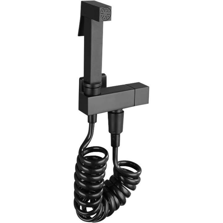 Dus bideu manual, cu valva din cupru, negru, usor de instalat