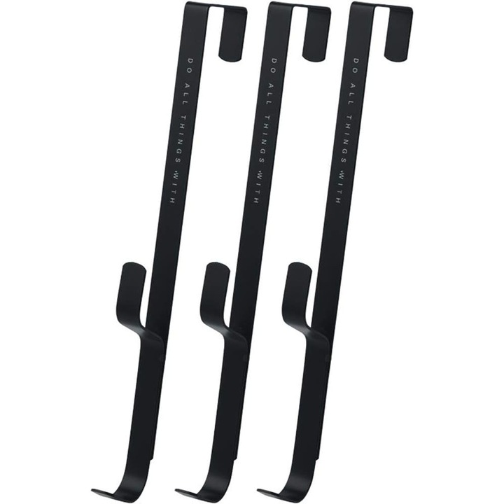 Set de 3 suporturi pentru usa, design dublu, negru, 4.8cm