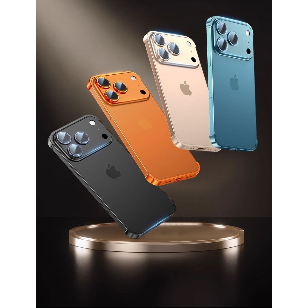 Carcasa de Telefon, Flippy, Compatibila Apple iPhone 17 Pro Max, Fara Rama, doar Colturi si Camera, din Metal, Grosime 0.1 mm, Albastru