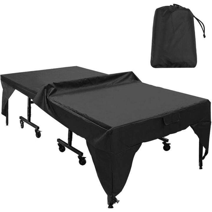 Husa de protectie pentru masa de ping-pong, neagra, 280x153x73cm, rezistenta la apa