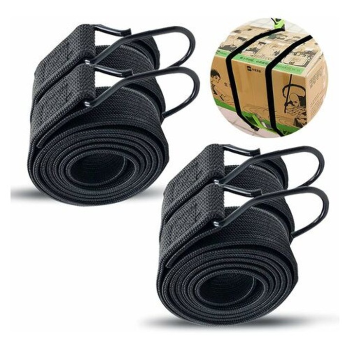 Curele elastice bungee cu carlige, set de 4, 2m, rezistente la uzura, pentru motociclete si biciclete