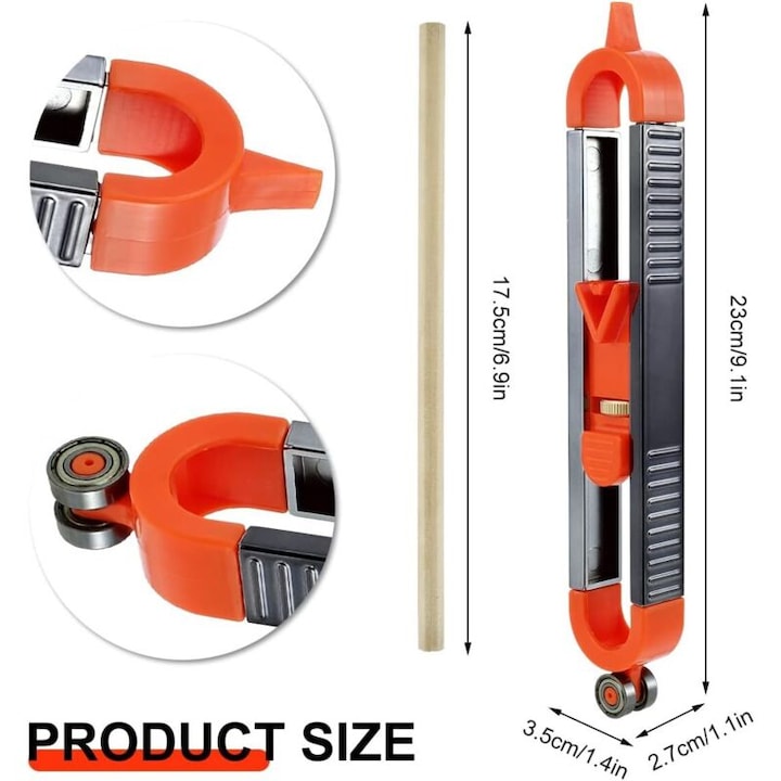 Gabarit de contur cu prindere fixa, 23x3.5x2.7cm, metal, rezistent la presiune, pentru masuratori precise