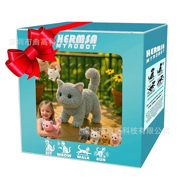 Jucarie de plus interactiva, Doraemon, pisica gri