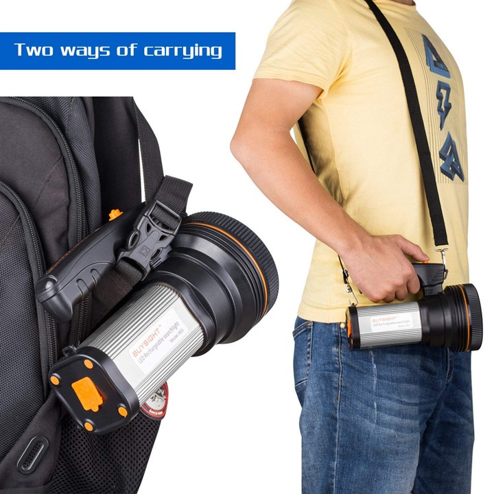 Преносим акумулаторен LED фенер, 35W, 9000 лумена, водоустойчив, 6000mAh, комплект с каишка и триъгълна стойка