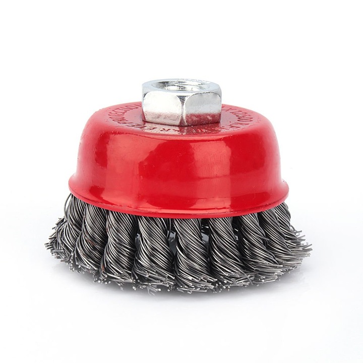 Set perii de sarma pentru polizor unghiular, 4 bucati, 75mm/100mm, pentru curatare, dimensiuni 15x11.2x10.8cm