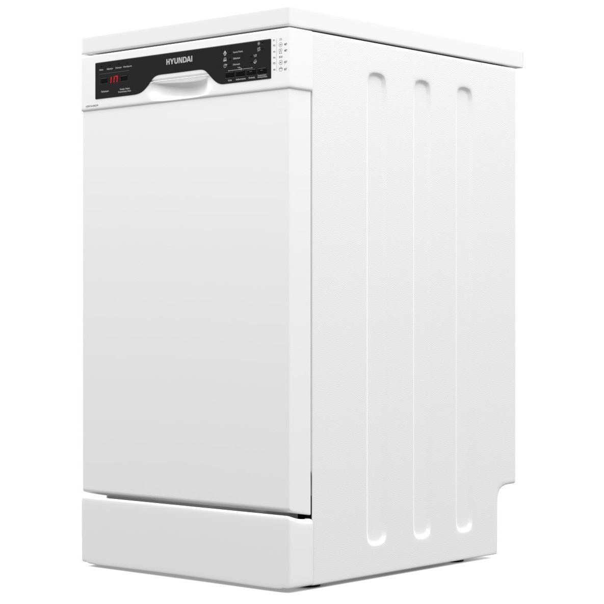 Masina de spalat vase, Hyundai HDW19-4560/W, Latime 45 cm, 10 seturi, 6 programe, tabel de control in greaca, Clasa E, Alb