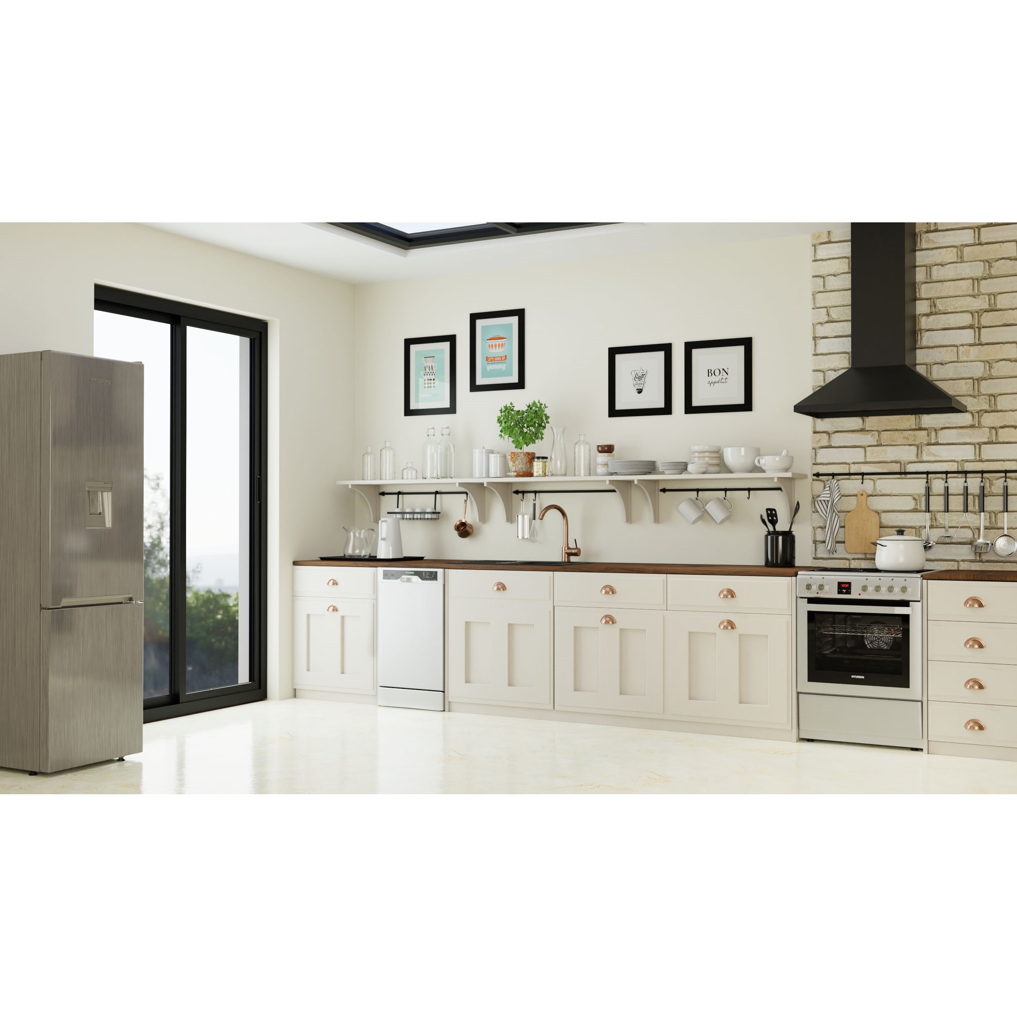 Masina de spalat vase, Hyundai HDW19-4560/W, Latime 45 cm, 10 seturi, 6 programe, tabel de control in greaca, Clasa E, Alb
