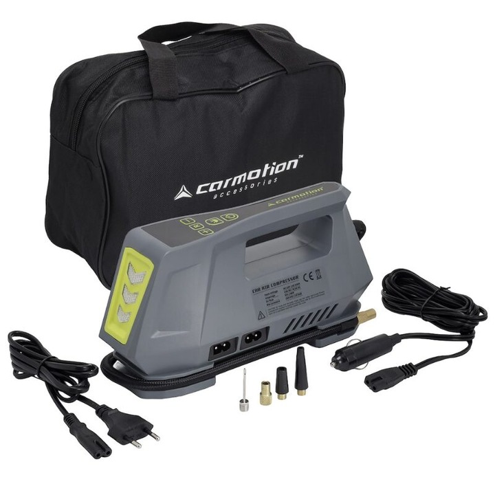 Compresor aer 12V/220V, cu lanterna, stroboscopic, 10bar, 25L/m, digital, autostop, Carmotion 63340