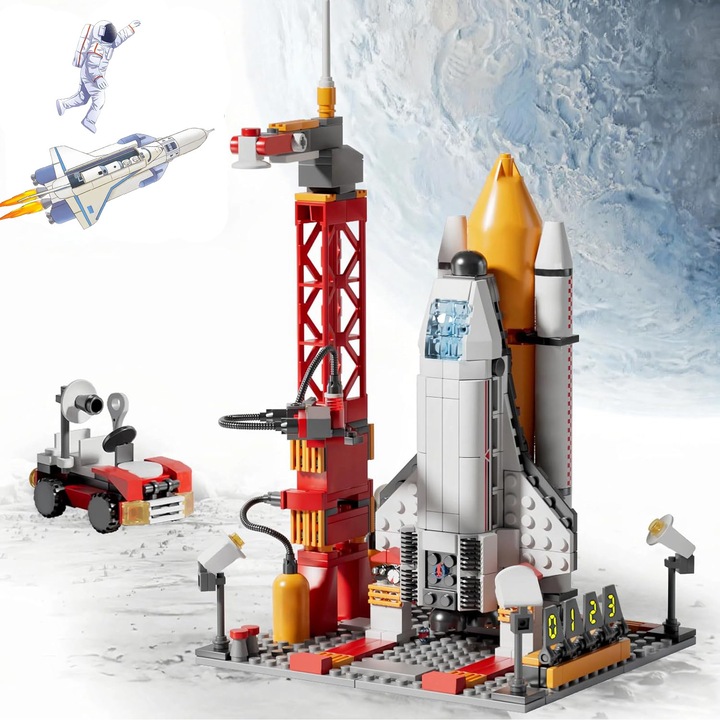 Комплект за конструиране, Bedee, 494 части, Космически кораб, 3D конструкции, 6 години+, Многоцветен