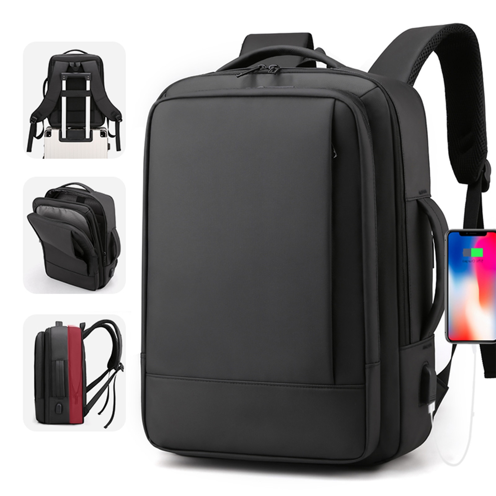 Rucsac de laptop pentru calatorie si business, cu port USB de incarcare, rezistent la apa si extensibil. Compatibil cu laptopuri 15.6 & 13.3 inch, pentru barbati, femei, studenti si naveta zilnica