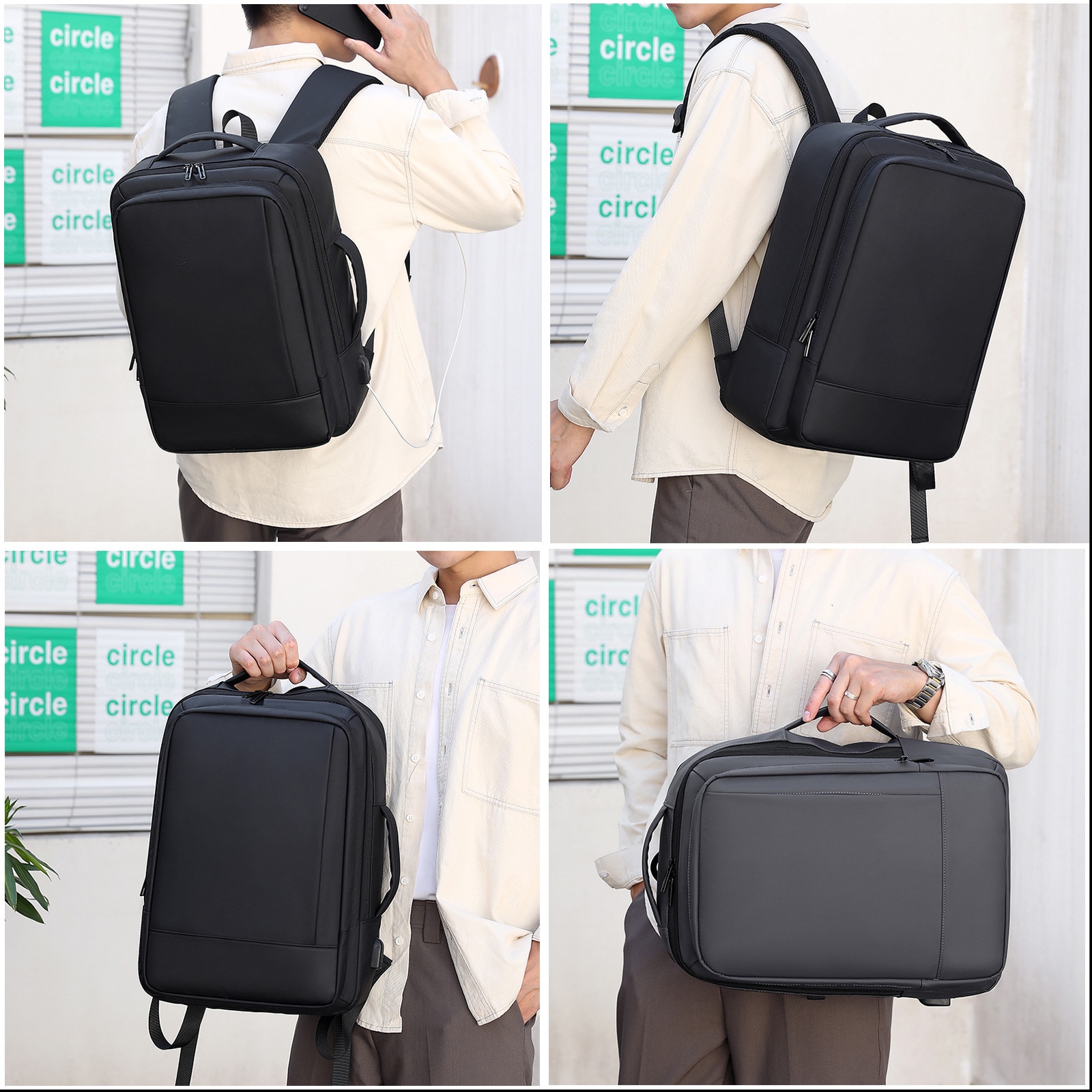 Rucsac de laptop pentru calatorie si business, cu port USB de incarcare, rezistent la apa si extensibil. Compatibil cu laptopuri 15.6 & 13.3 inch, pentru barbati, femei, studenti si naveta zilnica