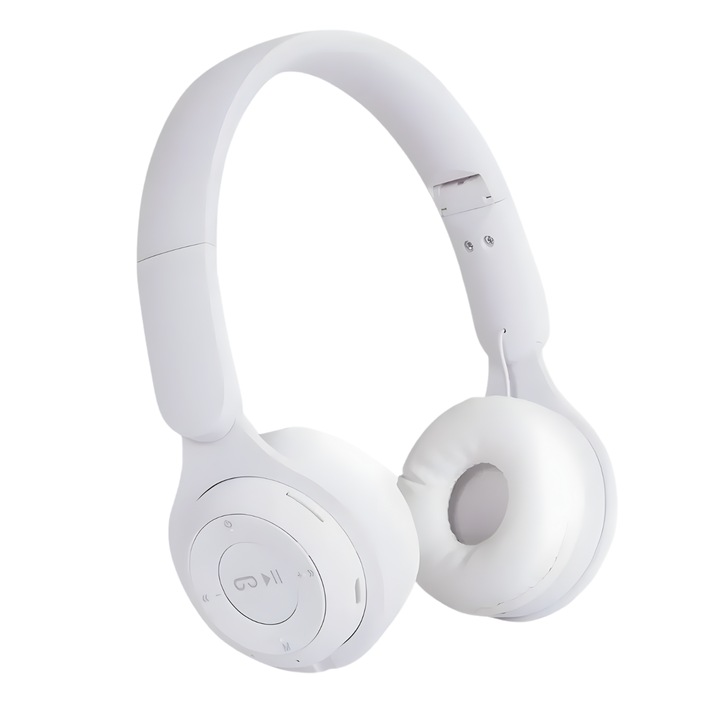 Sunix BLT 150 vezeték nélküli Bluetooth HiFi Over Ear fejhallgató, tiszta hangzás erőteljes basszussal, zajcsökkentés a tiszta hívásokhoz, 40 mm-es hangszórók, beépített mikrofon, 5 óra üzemidő, Bluetooth 5.0, Android, iOS, PC kompatibilis, fehér