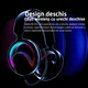 VeniSymlis® Casti wireless deschise MS-B16, design open-ear, drivere 40mm, sunet surround 360°, Bluetooth 6.0, autonomie 20h, microfon detasabil omnidirectional, iluminare RGB, incarcare rapida Type-C, negru
