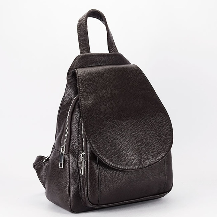 Rucsac cafeniu din piele naturala B-8906 122 Maro cafeniu