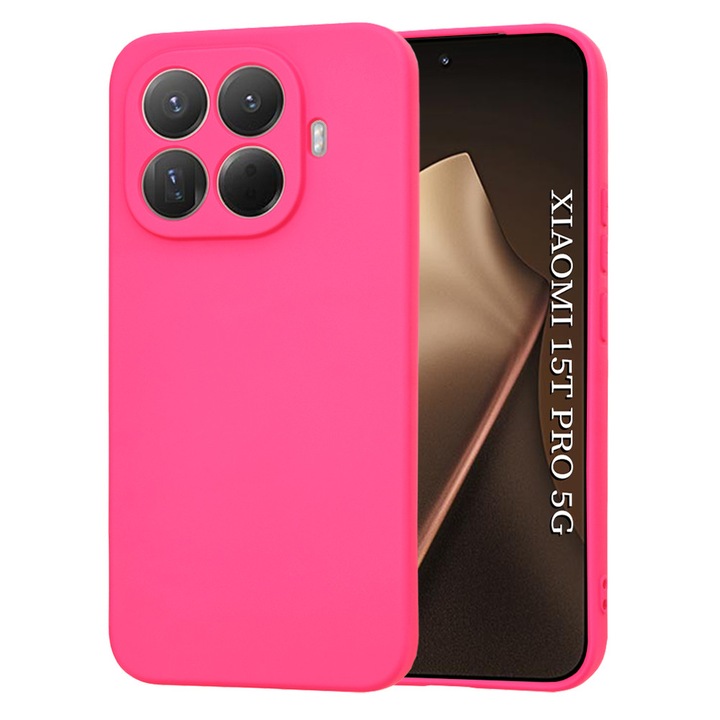 Husa pentru Xiaomi 15T Pro, SKYDDAR INNOVATION, din Silicon Catifelat, SoftElegance, set cu sticker, Fucsia