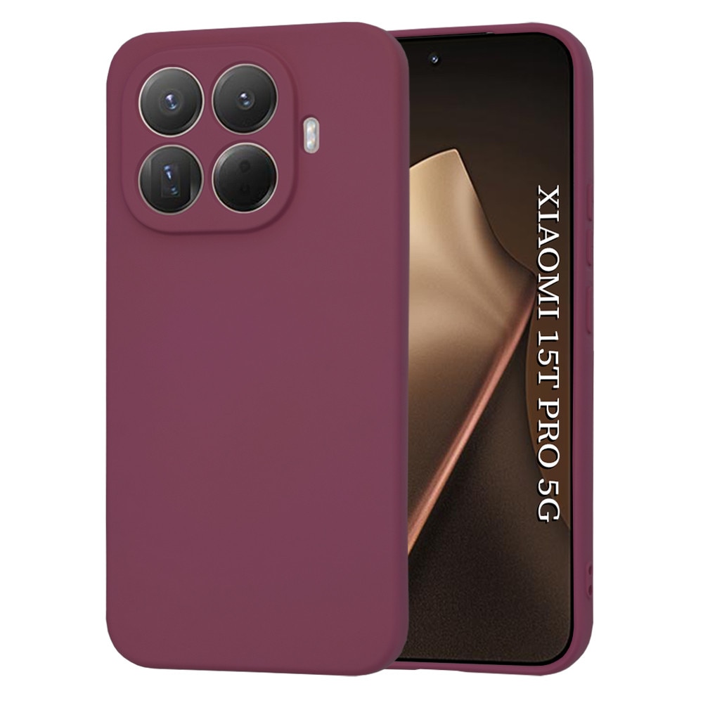 Husa pentru Xiaomi 15T Pro, SKYDDAR INNOVATION, din Silicon Catifelat, SoftElegance, set cu sticker, Bordo