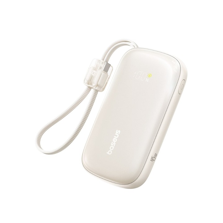 Baterie externă Baseus 20000 mAh, 45W, cablu C + L inclus, titanium