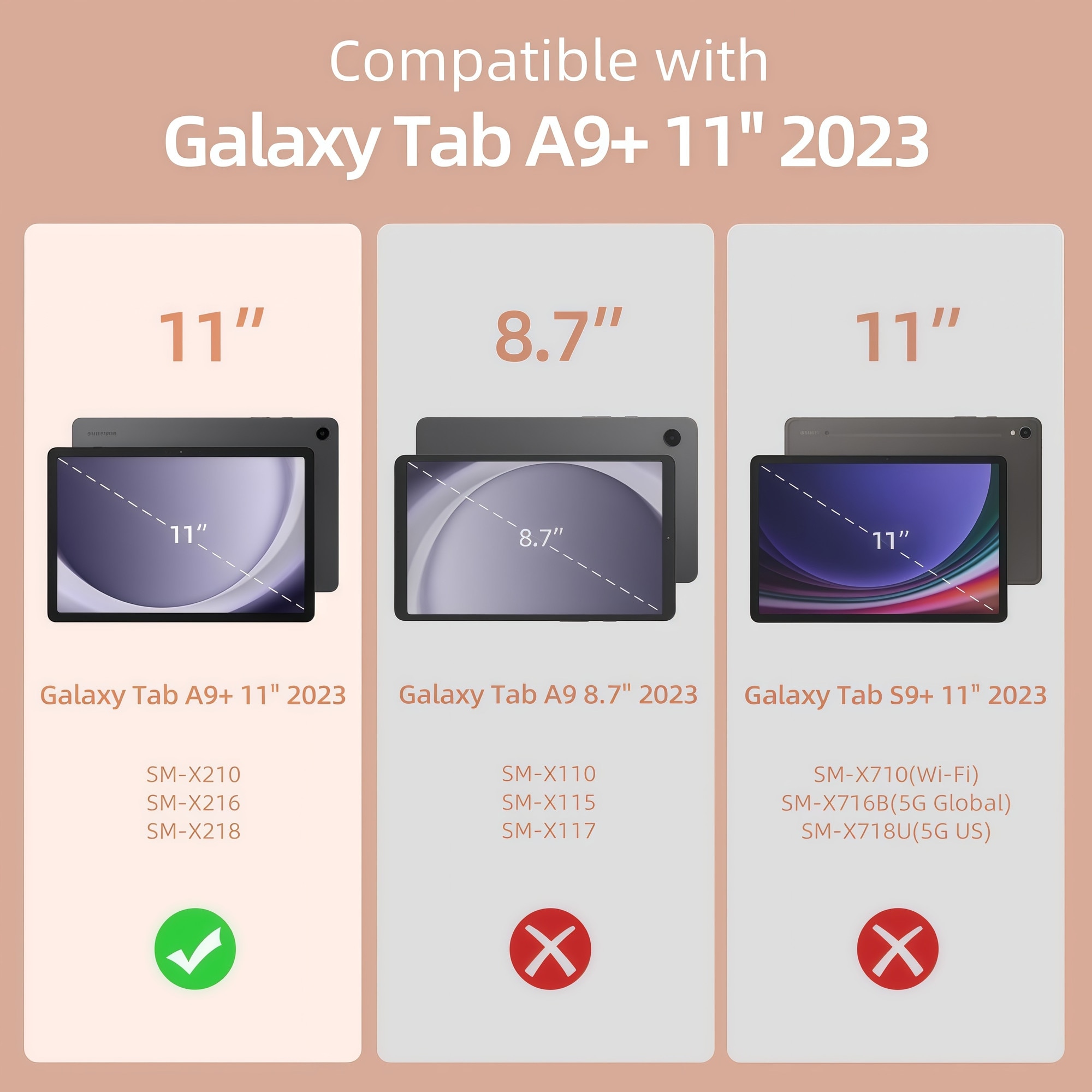 Husa Smart Cover pentru Samsung Galaxy Tab A9+ 11 inch, Stand Pliabil tip Y (Origami), Spate Transparent, Slot pentru Pen, Functie Auto Sleep/Wake, Anti-soc, Roz