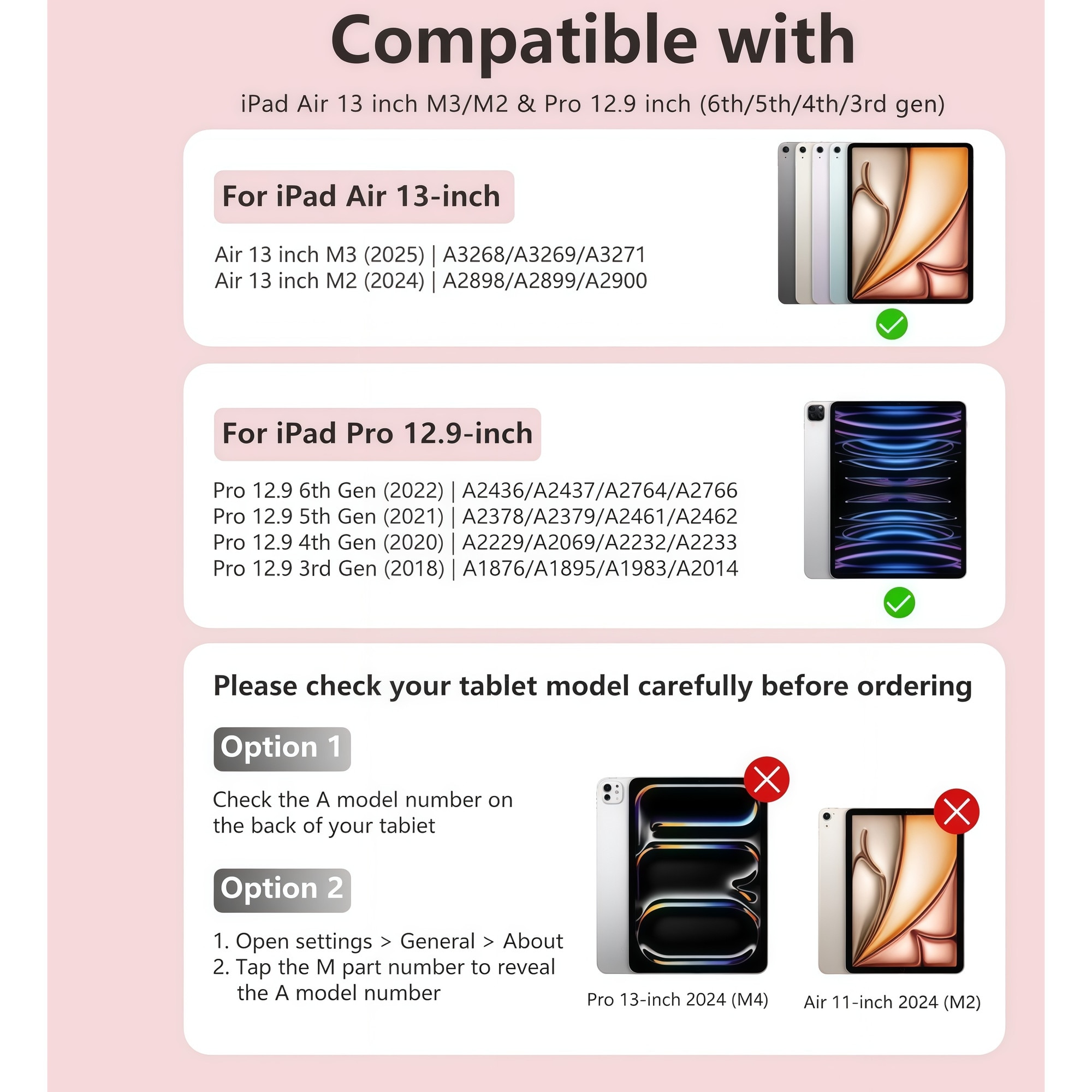 Husa Smart Cover pentru iPad Air 13" (M3 / M2) / Pro 12.9" (Gen 3-6), cu 2 Rame Camera Interschimbabile, Stand Pliabil tip Y (Origami), Spate Transparent, Slot Pen, Roz