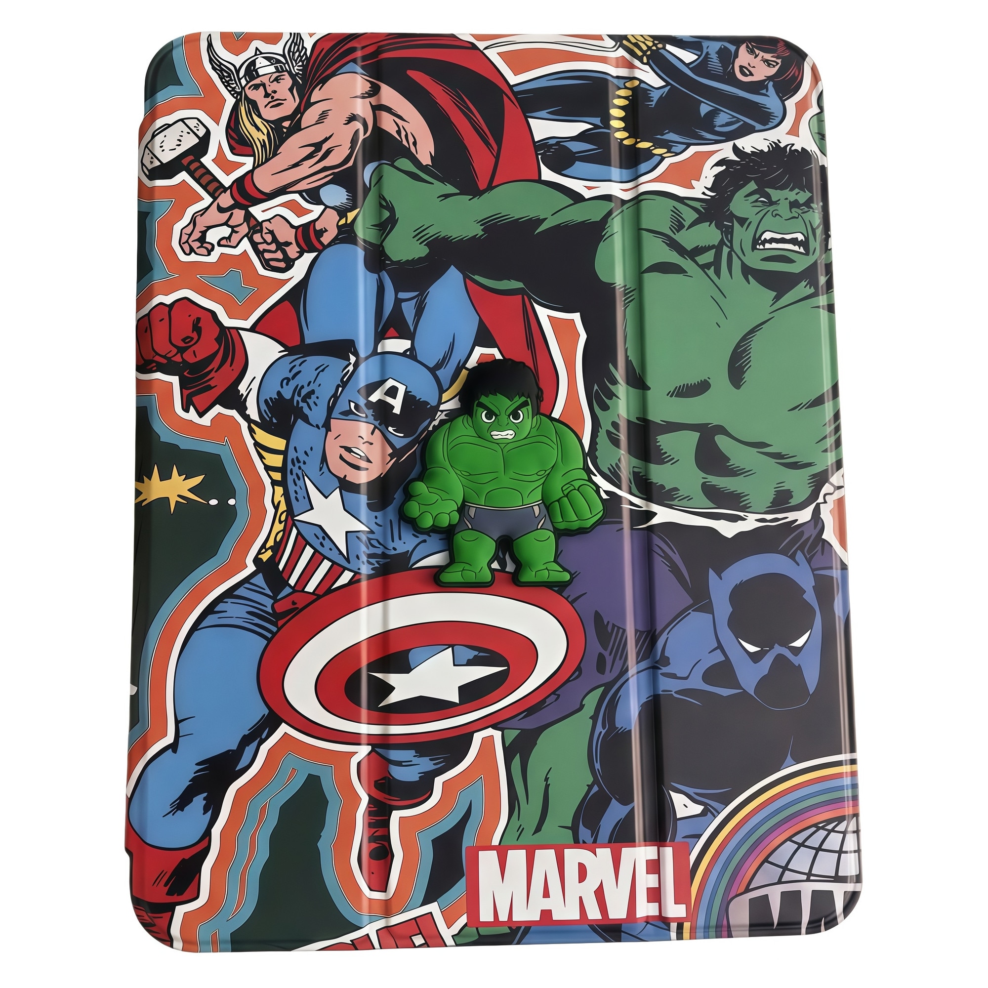 Husa Smart Cover pentru iPad 10 10.9" (2022) / iPad 11 11" (2025), Design Avengers Hulk 3D cu Figurina in Relief, Stand Pliabil, Slot pentru Pen, Protectie Anti-soc, Verde