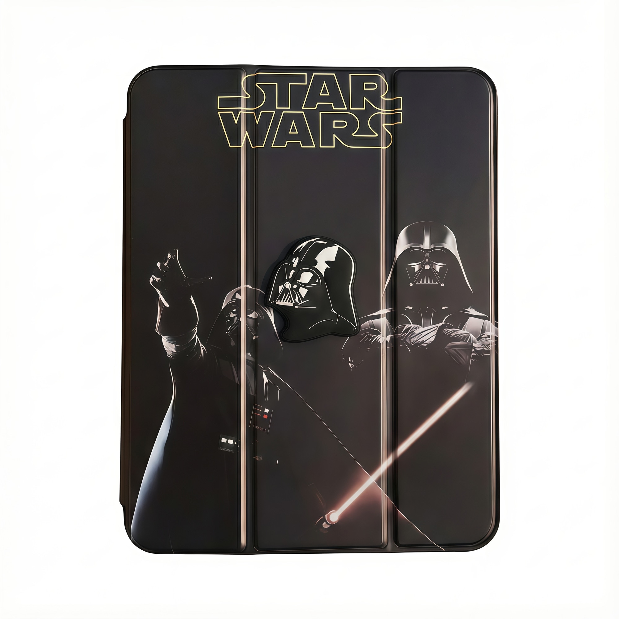 Husa Smart Cover pentru iPad Air 13" (M3 / M2) / Pro 12.9" (Gen 3-6), Design Star Wars Darth Vader 3D cu Figurina in Relief, Stand Pliabil, Slot Pen, Protectie Anti-soc, Negru