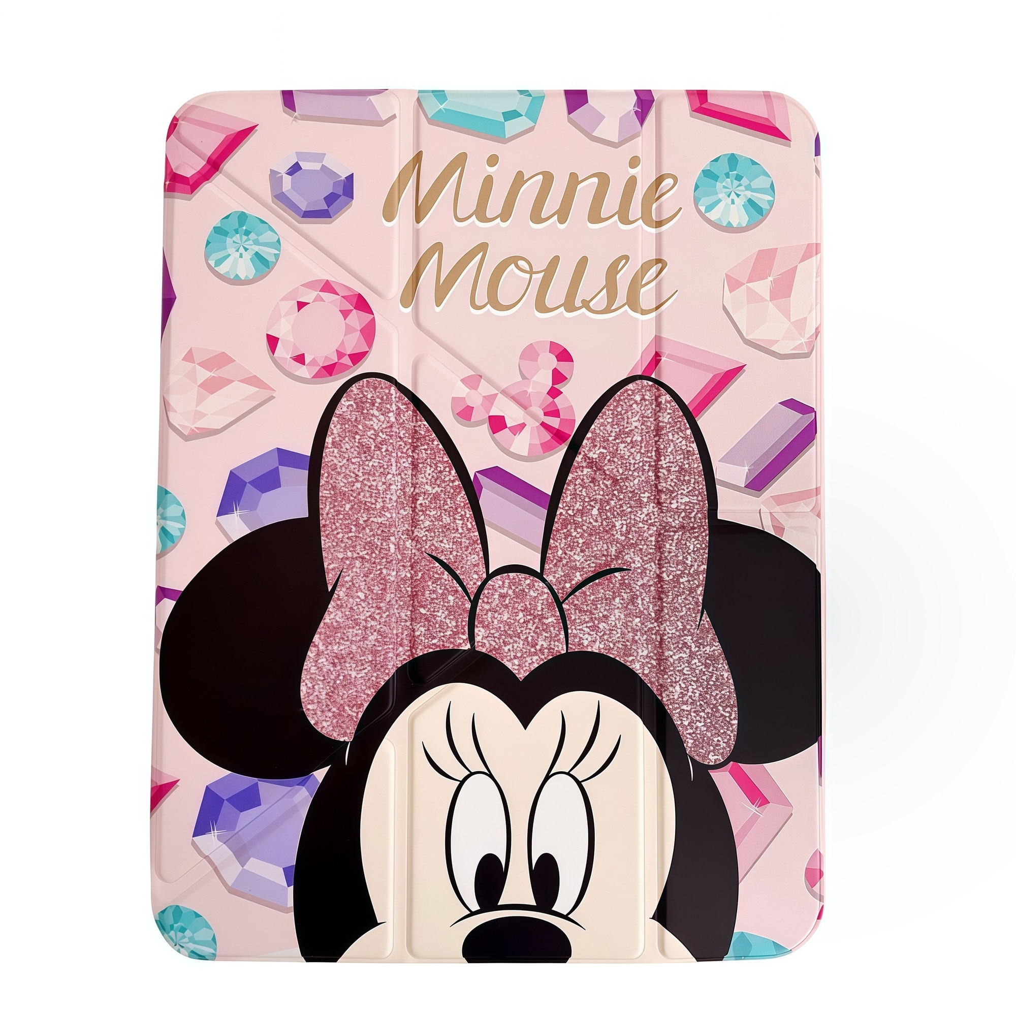 Husa Smart Cover pentru iPad Air 13" (M3 / M2) / Pro 12.9" (Gen 3-6), Stand Pliabil tip Y (Origami), Design Minnie Mouse, Slot pentru Pen, Functie Auto Sleep/Wake, Protectie Anti-soc, Roz