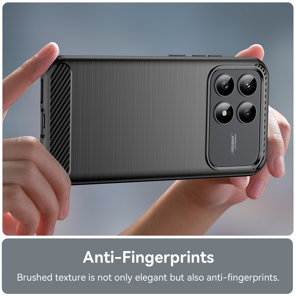 Husa pentru Xiaomi Poco F8 Pro, SKYDDAR INNOVATION, Carbon Silicone, din Silicon Slim, cu textura Fibra Carbon, set cu sticker, Negru