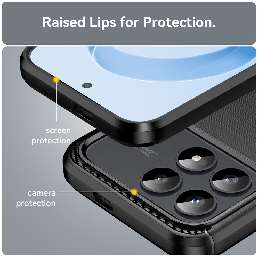 Husa pentru Xiaomi Poco F8 Pro, SKYDDAR INNOVATION, Carbon Silicone, din Silicon Slim, cu textura Fibra Carbon, set cu sticker, Negru