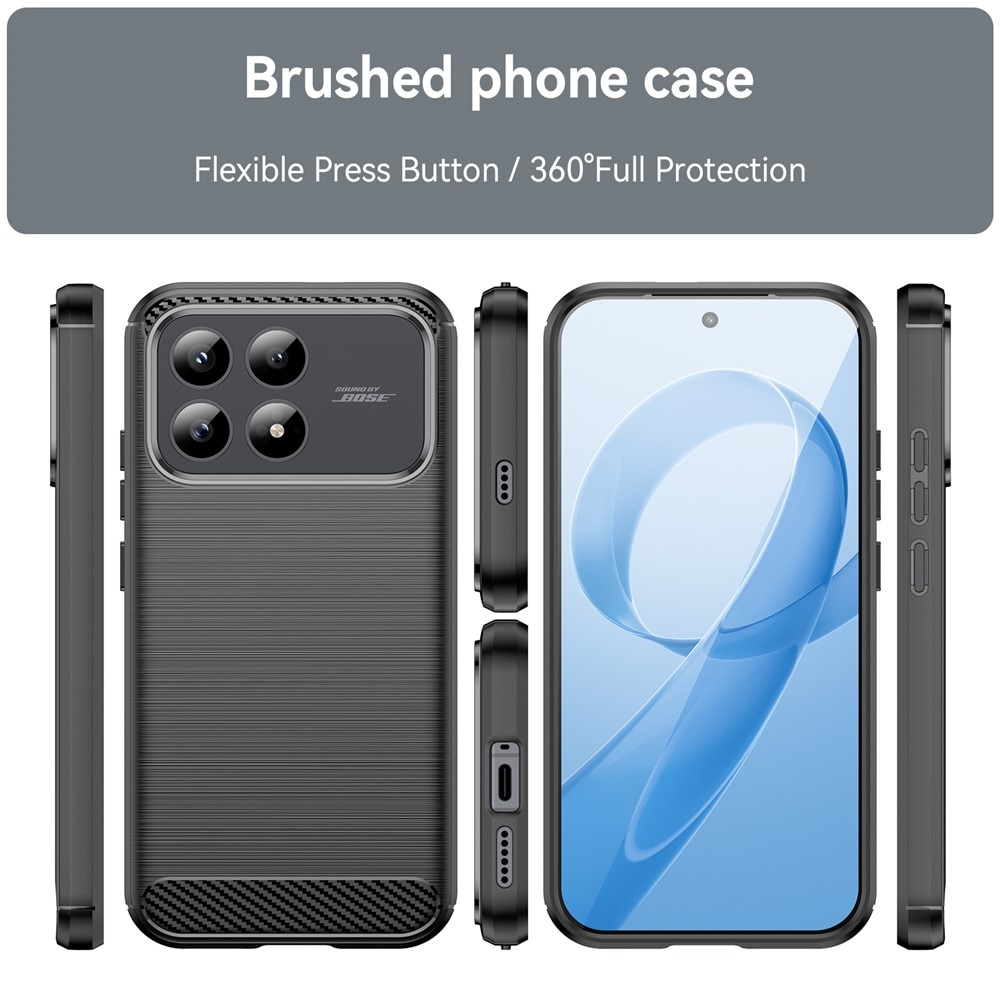 Husa pentru Xiaomi Poco F8 Pro, SKYDDAR INNOVATION, Carbon Silicone, din Silicon Slim, cu textura Fibra Carbon, set cu sticker, Negru
